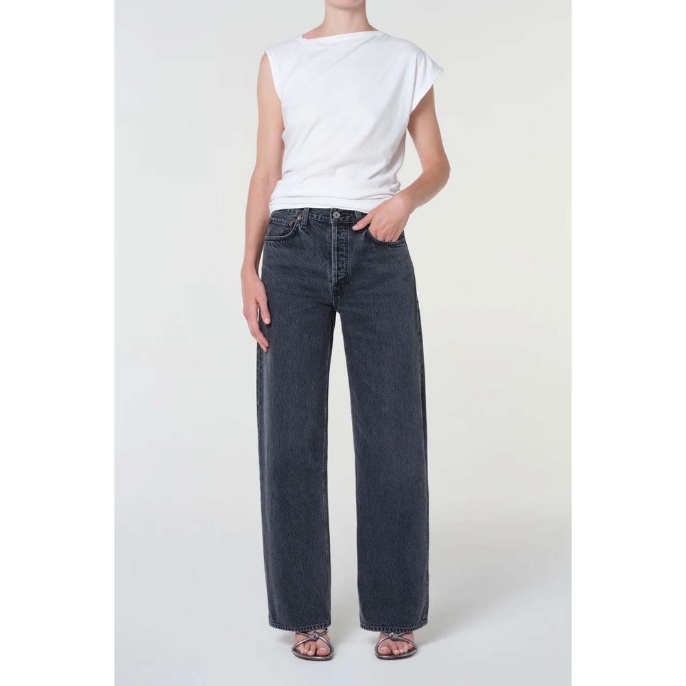AGOLDE‎ Arc Size 29 Faded Black Cropped Wide Leg Jeans Relaxed Fit